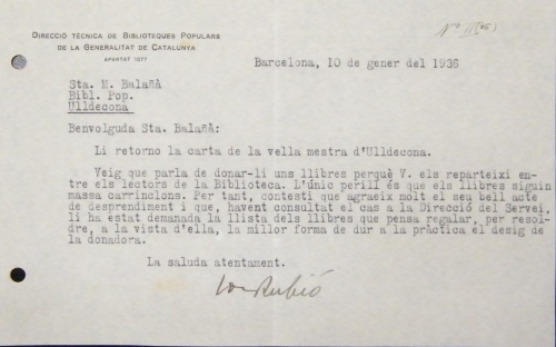 Correspondència Rebuda, 1936/01/10, Biblioteca Popular