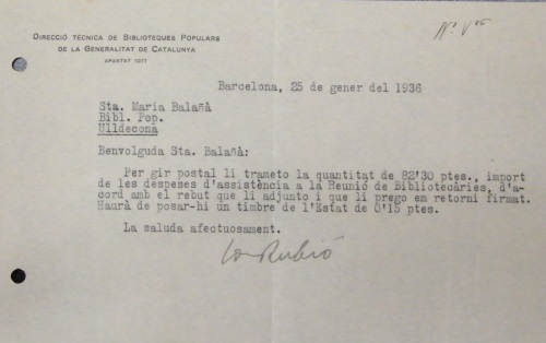 Correspondència Rebuda, 1936/01/25, Biblioteca Popular