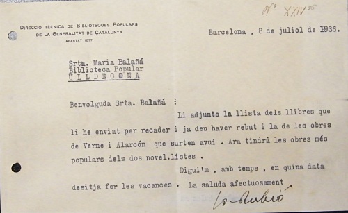 Correspondència Rebuda, 1936/07/08, Biblioteca Popular