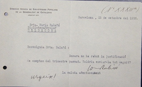 Correspondència Rebuda, 1936/09/25, Biblioteca Popular