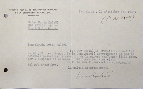 Correspondència Rebuda, 1936/10/10, Biblioteca Popular