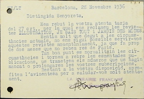 Correspondència Rebuda, 1936/11/28(2), Biblioteca Popular