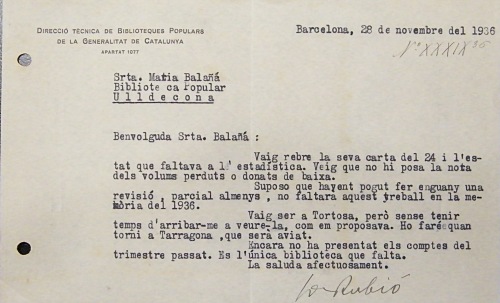 Correspondència Rebuda, 1936/11/28(3), Biblioteca Popular