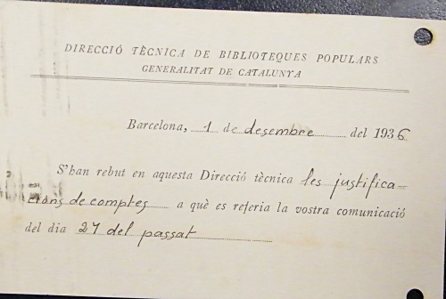 Correspondència Rebuda, 1936/12/01, Biblioteca Popular