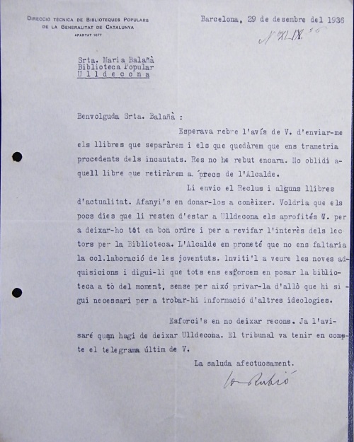 Correspondència Rebuda, 1936/12/29(3), Biblioteca Popular